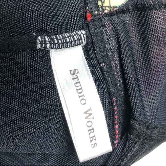 Studio Works One Piece Swimsuit Skirted Black Yellow Red Purple Approx Size 16 - Picture 8 of 8